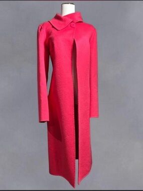 Genny Italian Hot Pink Wool and Angora Luxury Coat Button Collar Detail Sz 10